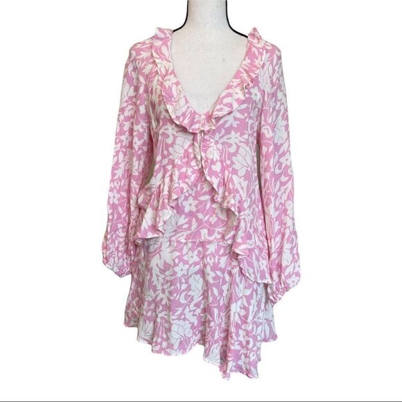 Free People Rebecca Pink and White Floral Mini, Size Small - Picture 2 of 13